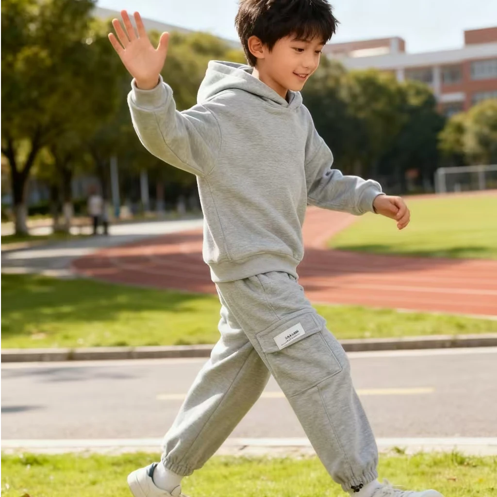 19517高端专享儿童冬季加绒休闲裤麻灰