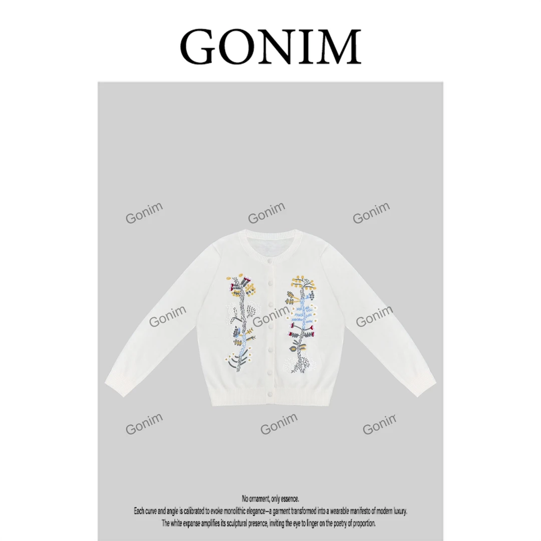 Gonim· "枝蔓绣语‘2025早秋时尚气质波点毛针织衫百搭上衣女