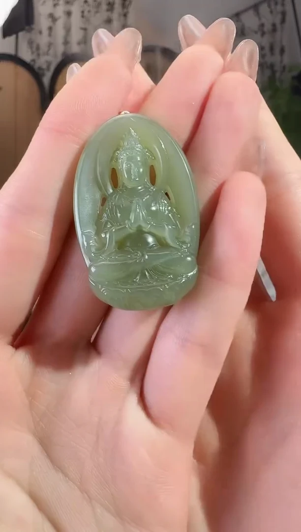 和田玉未镶嵌颈饰观音牌p