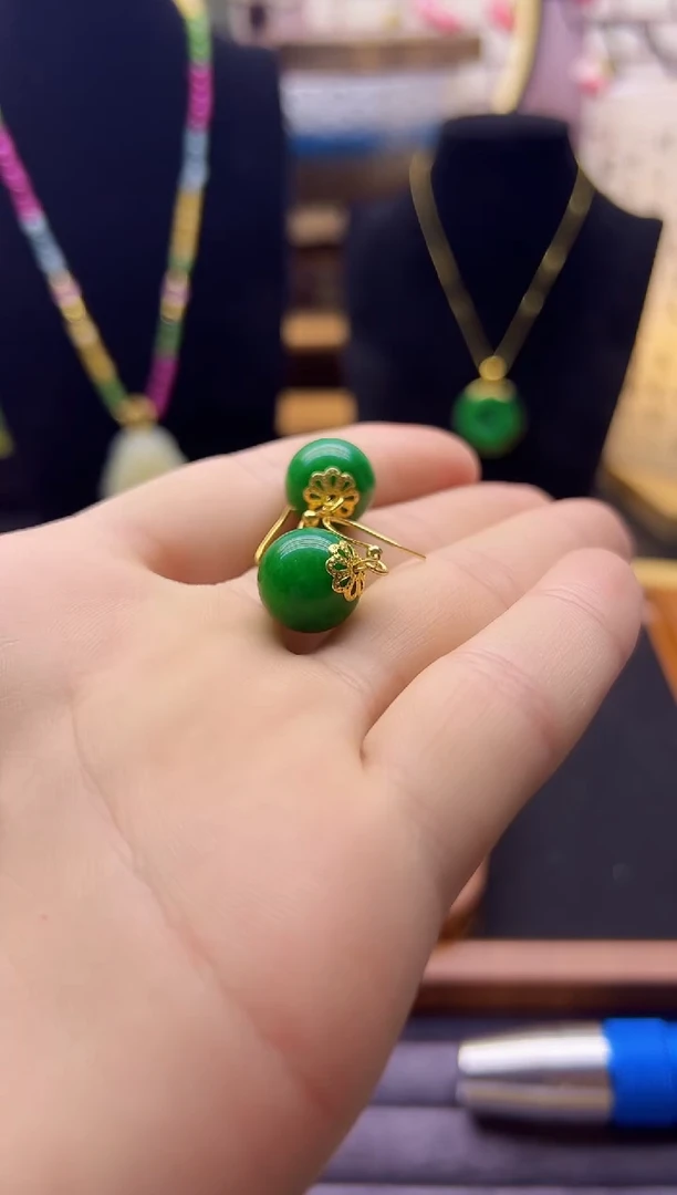 【闪购商品】翡翠耳饰14K金镶嵌E333