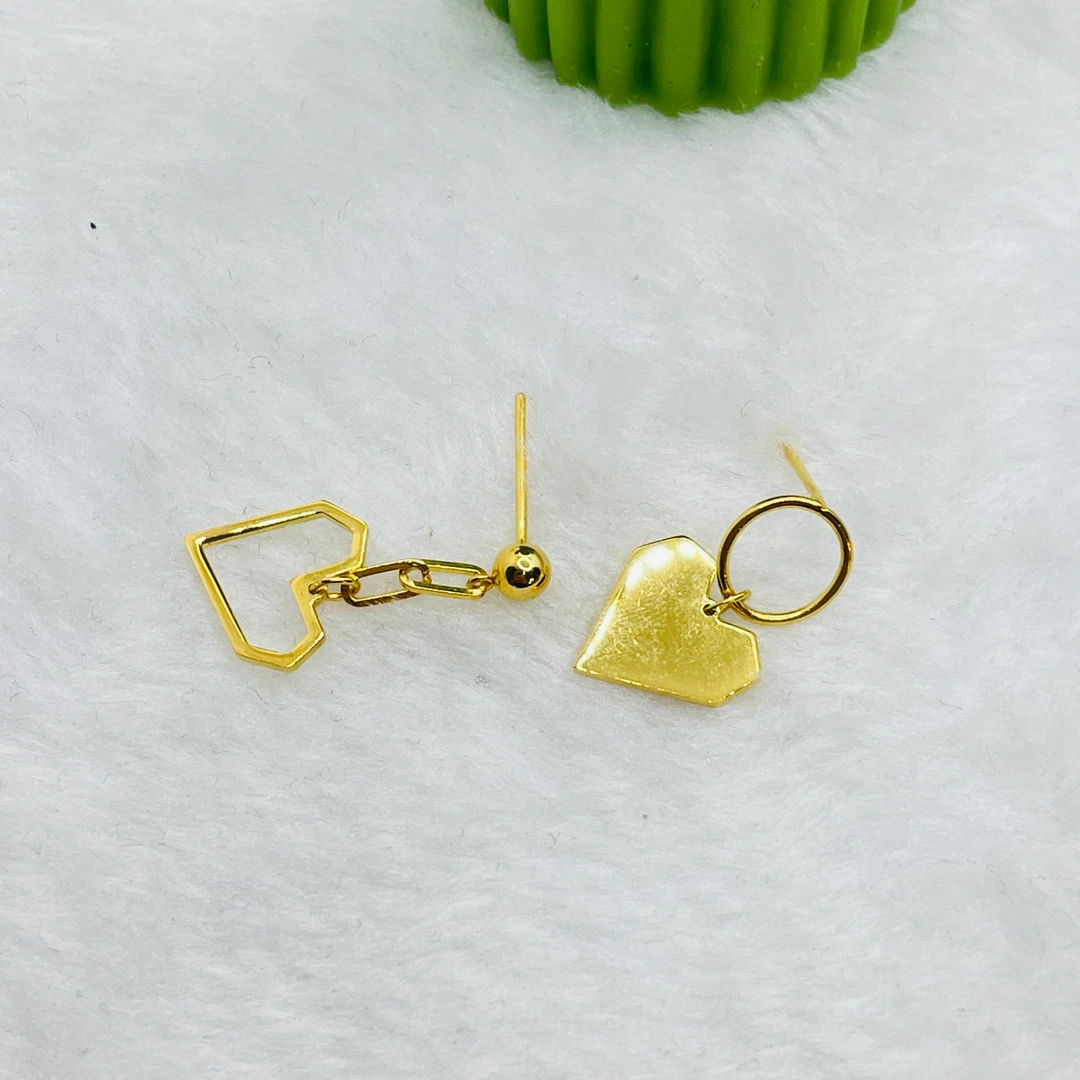 足金999 直针爱心耳钉