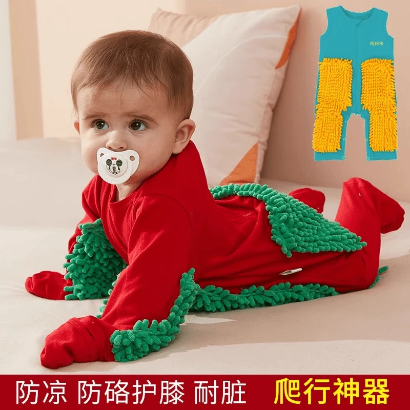 新款拖地装男女宝宝纯棉爬爬服婴儿连体衣春夏欧美防脏拖把服