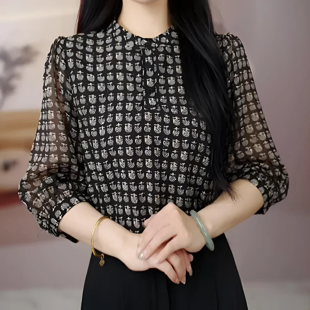 2025新款原版正品春夏季七分袖衬衫袖口微透气质优雅女士上衣0505