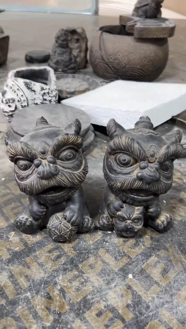 陶土【火山泥】瑞气盈门一对