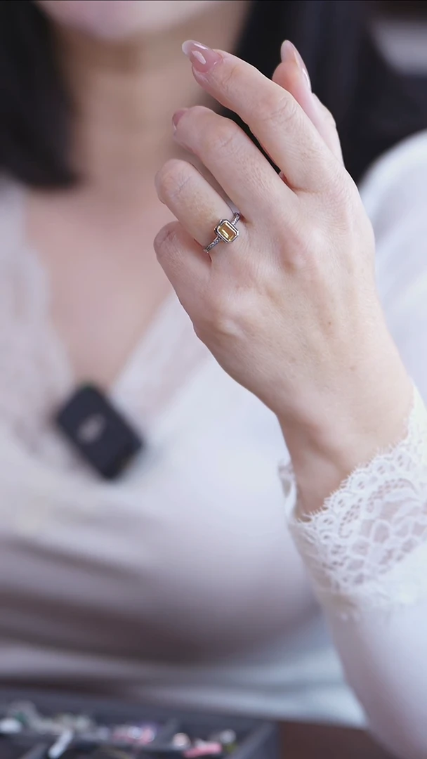 颈饰银S925镶嵌黄晶戒指