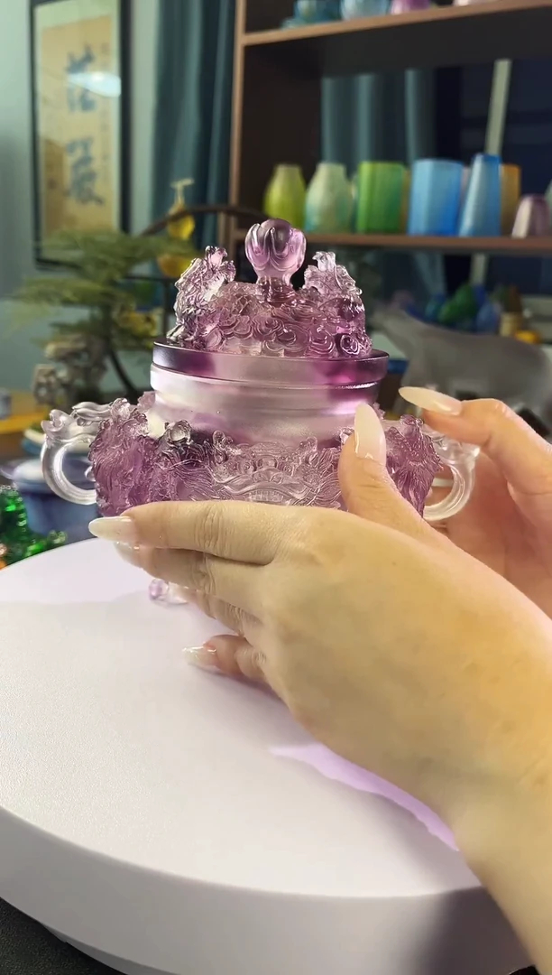 手工艺品琉璃古法琉璃九转乾坤炉紫色/彩色/琥珀色/绿色可选备注