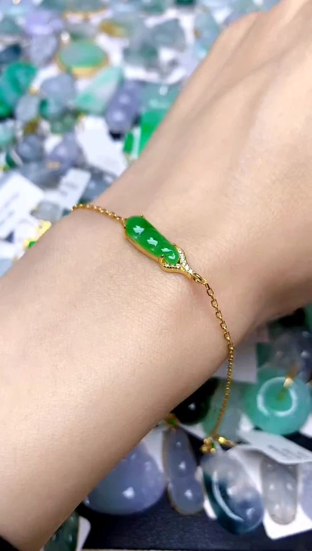 银S925镶嵌手链翡翠天然A货翡翠