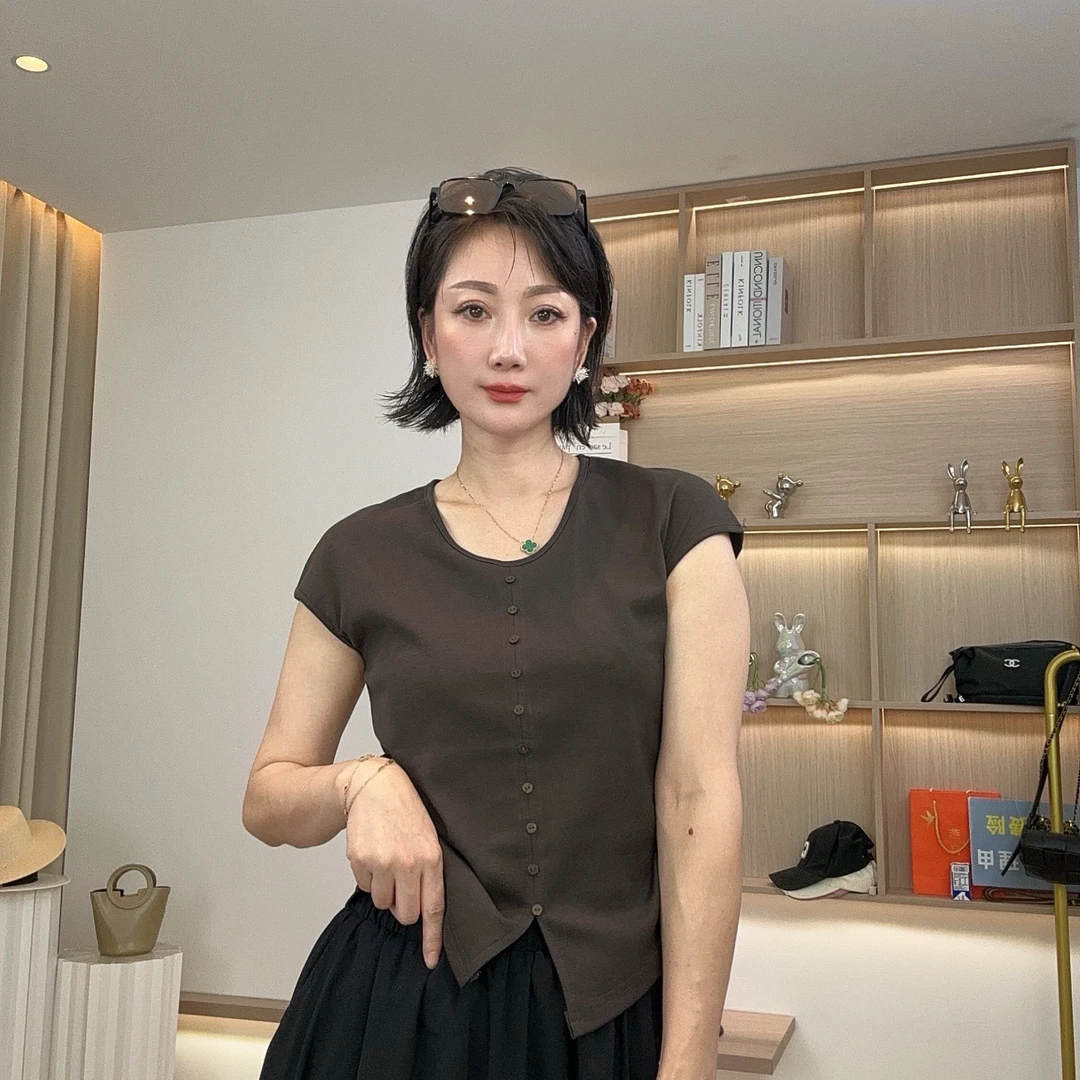 夏季时尚百搭显瘦纯色圆领网红气质打底衫背心女装T恤女款9956