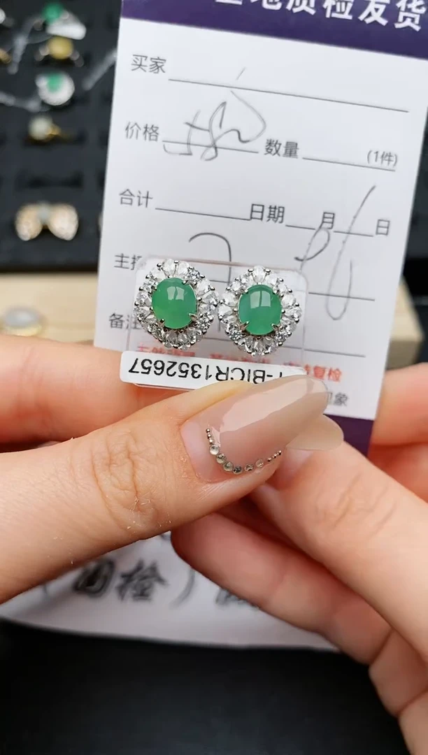 【闪购商品】翡翠耳饰银S925镶嵌.............