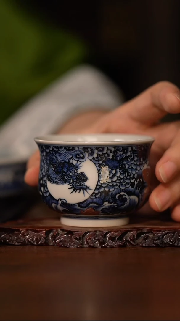 搏泥幻化鱼化龙炉式杯