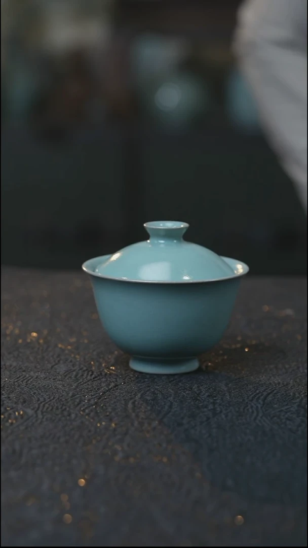 红颜盖碗 汝瓷 （拾汝）（天青）