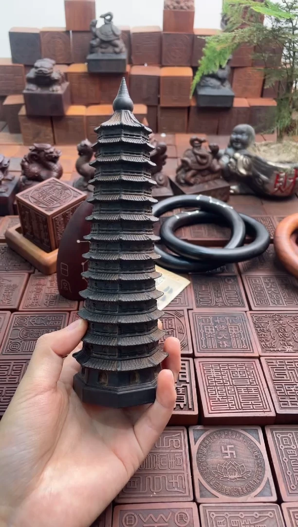 枣木玉化13层实心文昌塔