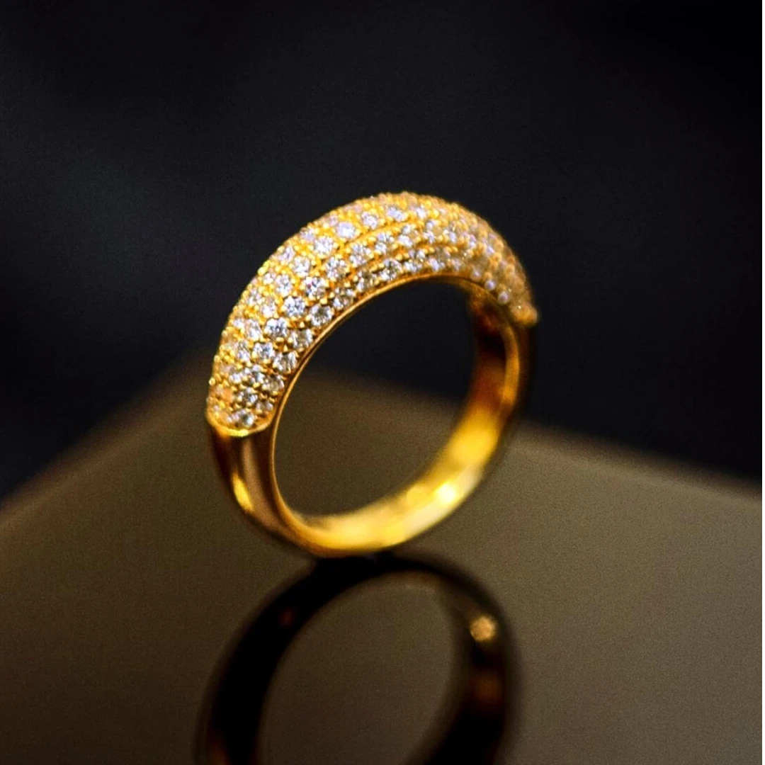 铜合金戒指 大金金太阳专属【JZ0014】 满钻泥鳅背戒指