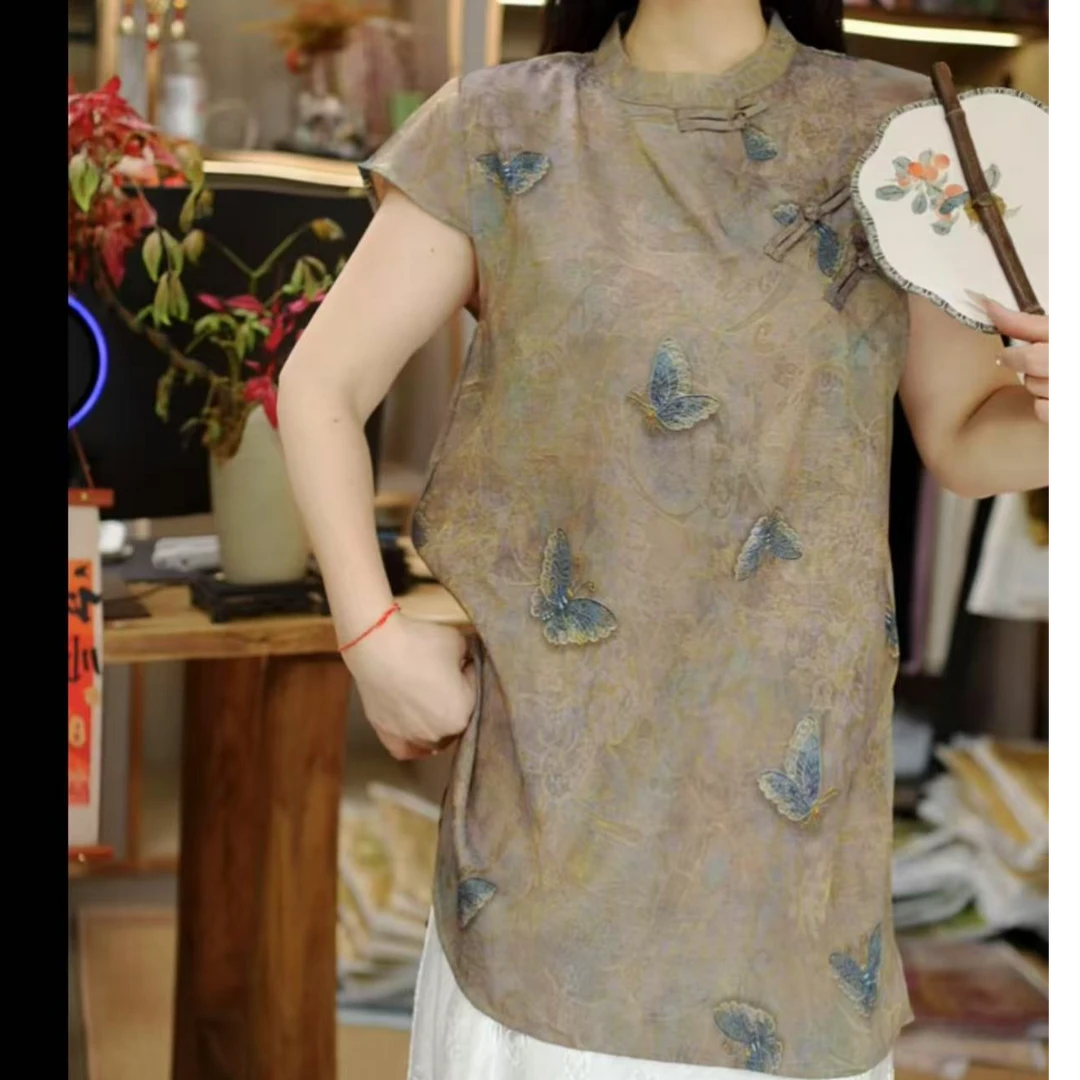 新款轻奢时尚减龄洋气百搭国风新中式蝴蝶连衣裙-F960