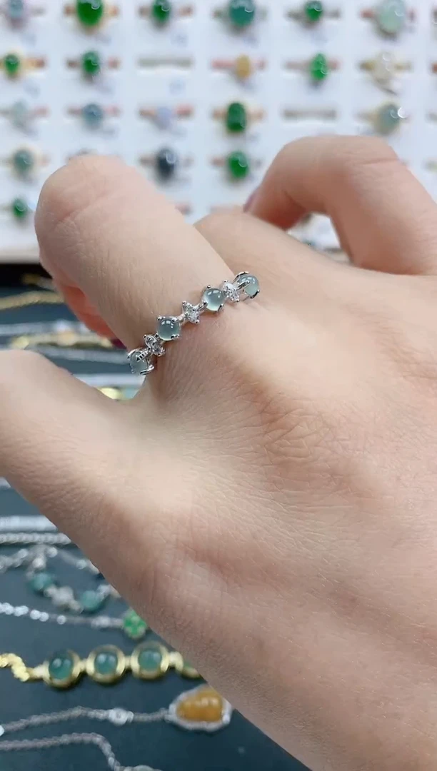 银S925镶嵌戒指翡翠天然翡翠