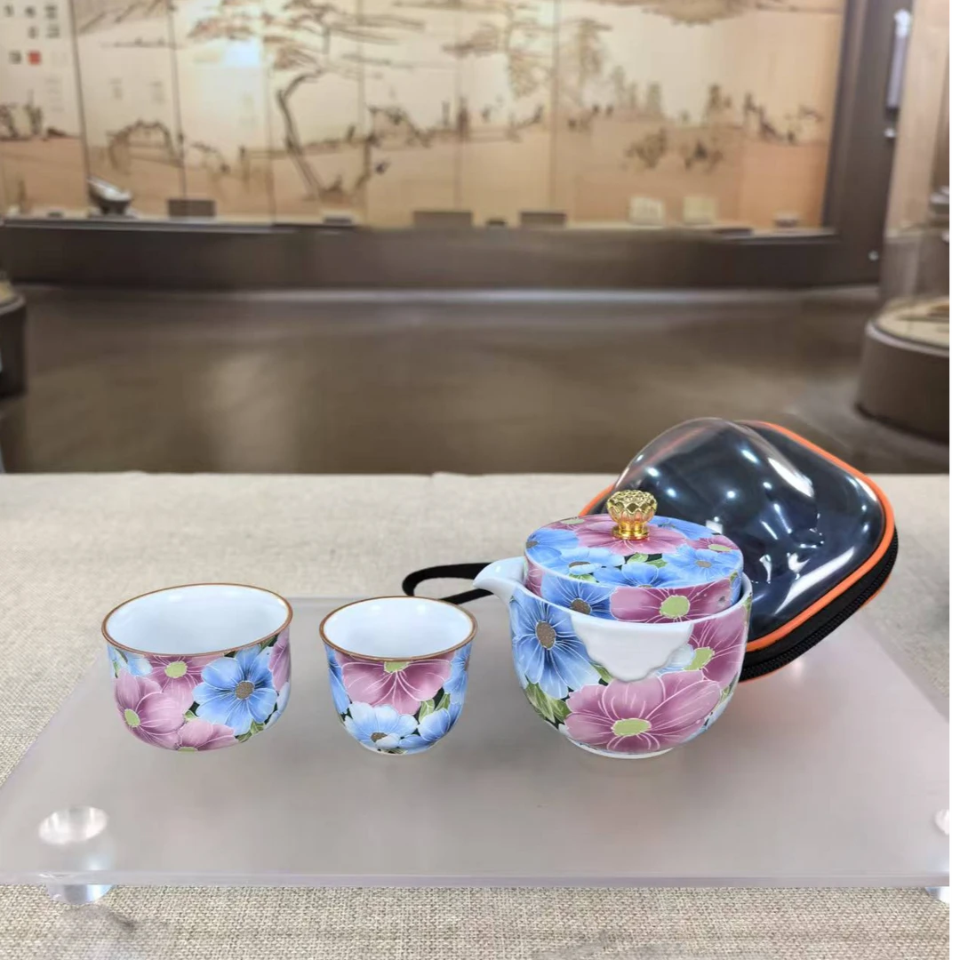 【闪购商品】月白汝窑郁金香旅行茶具