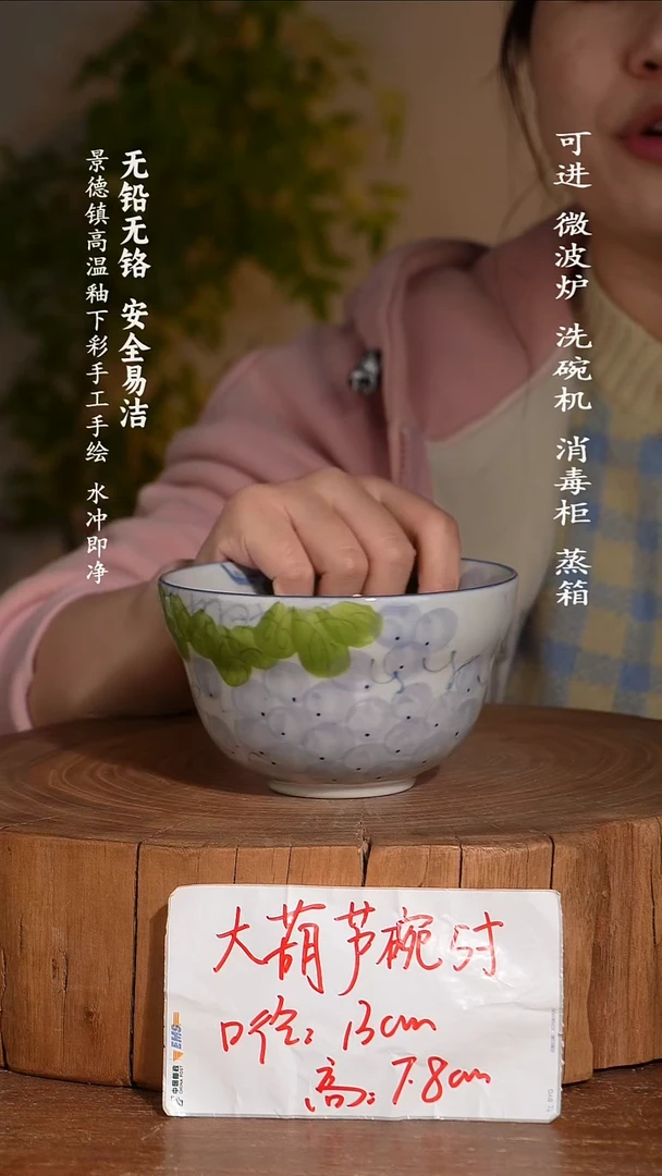 碗瓷景德镇高温瓷釉下彩手绘陶瓷