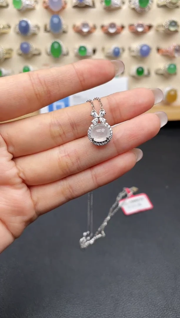 翡翠银S925镶嵌颈饰一物一证一礼盒