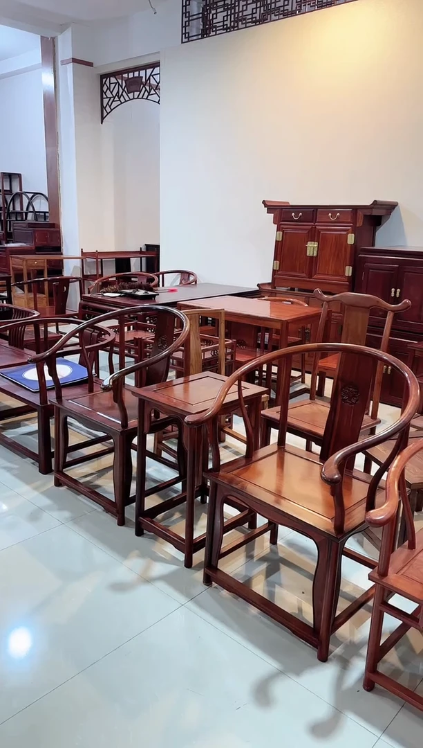 花梨木类家具缅甸花梨大果紫檀圈椅三件套