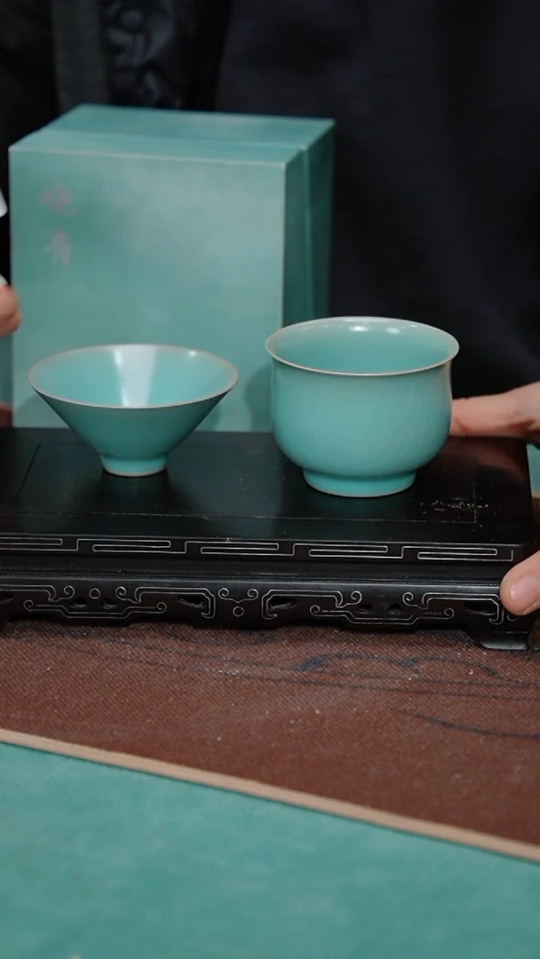 【闪购商品】17+02-6福满杯+斗笠-晓青汝瓷