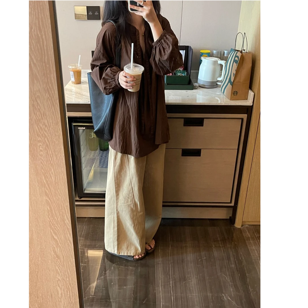 韩版显瘦设计感百搭衬衫长袖秋冬女2025宽松高级感休闲上衣女