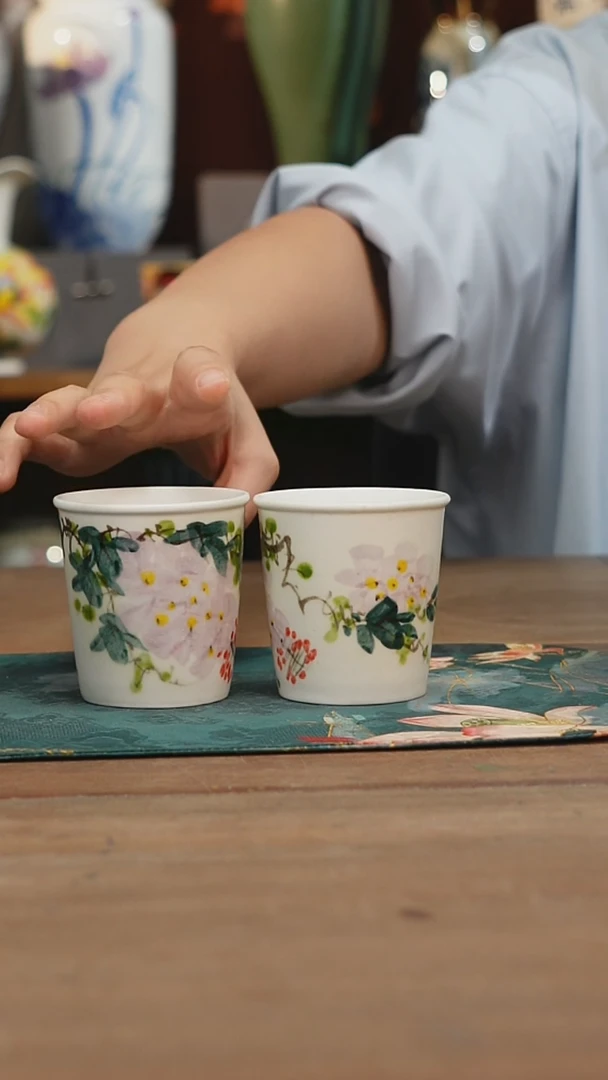 摆件景德镇釉下手绘陶瓷茶具，咖啡杯