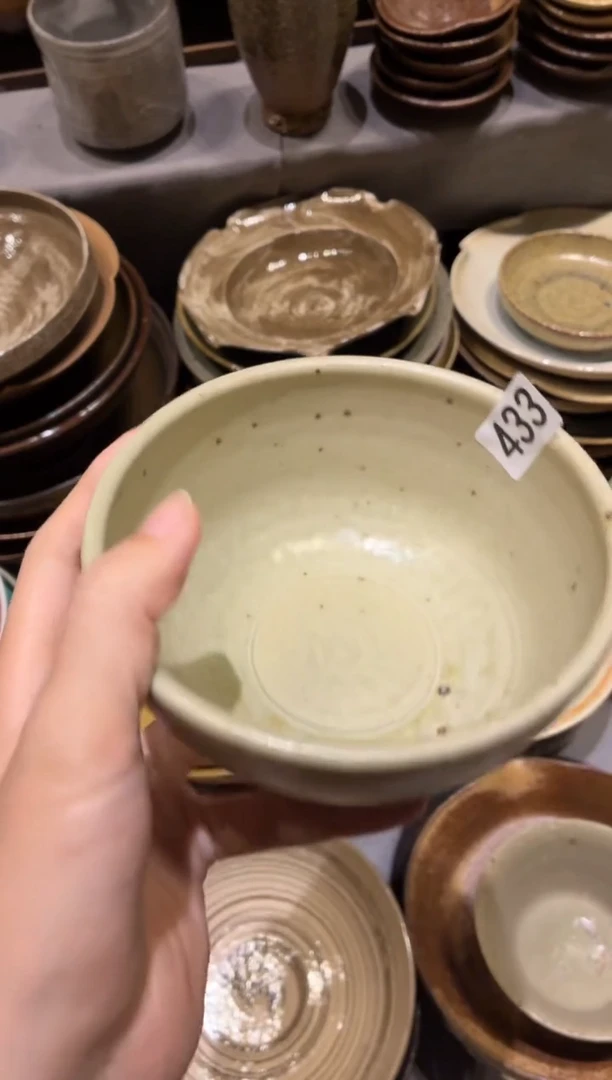 瓷片º**?433微瑕手工面碗1个