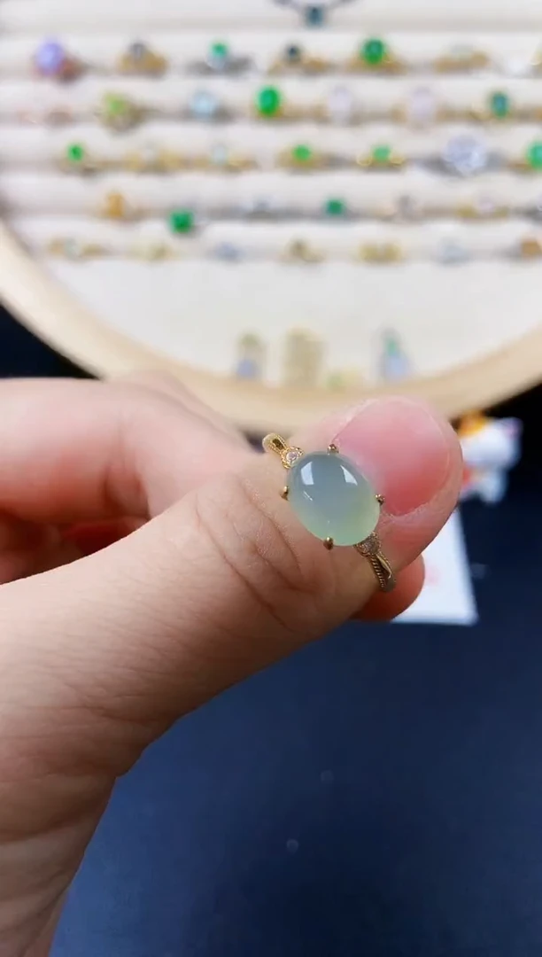 翡翠戒指银S925镶嵌41699