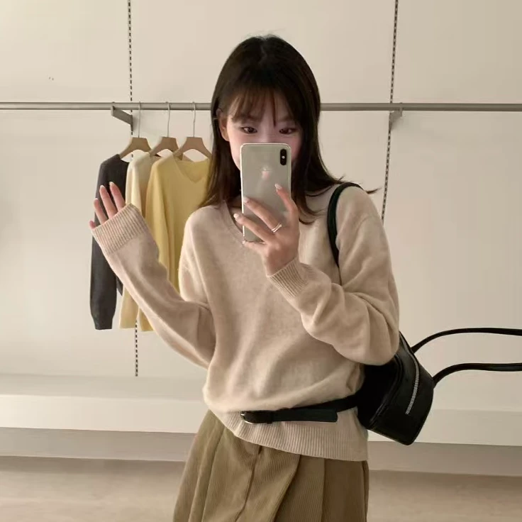 【商场品质】韩系轻奢简约高级感 V领设计气质针织毛衣 MO 2905
