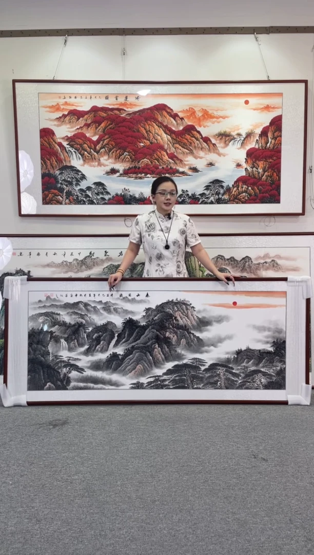 国画泰山日出208*86纯手绘国画