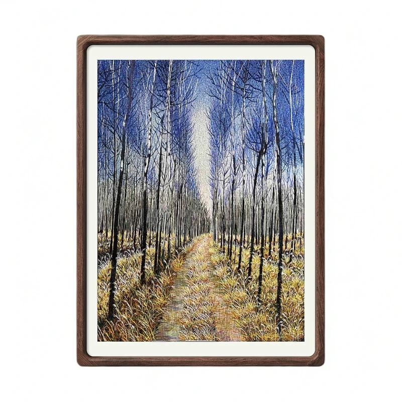 ZP苏绣非遗手工蚕丝乱针绣白桦林现代装饰工艺画客厅玄关酒店挂画