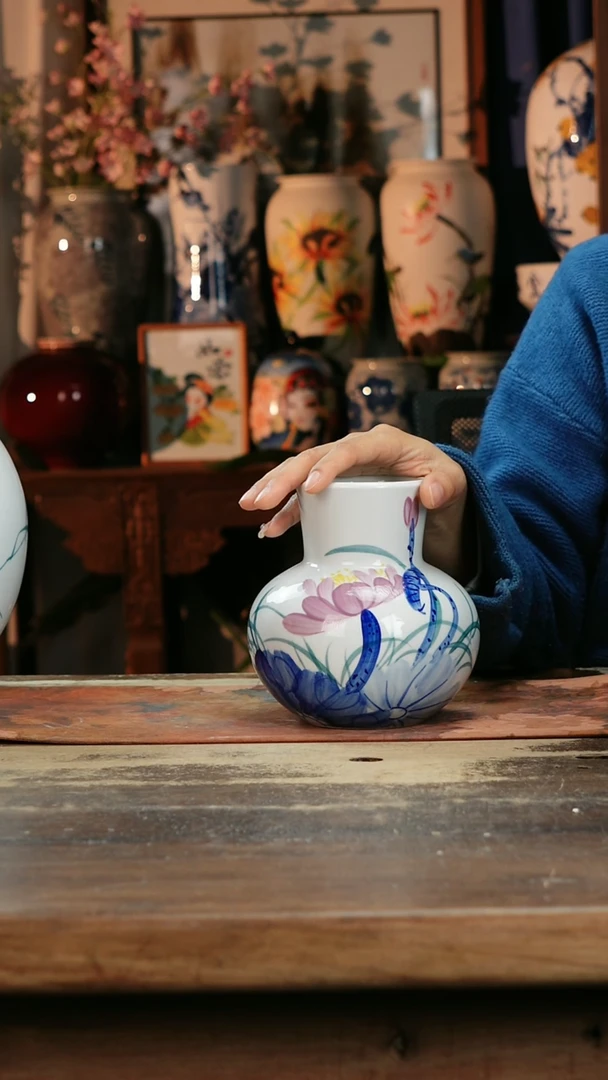 【闪购商品】瓷片景德镇纯手工釉下彩精品花瓶