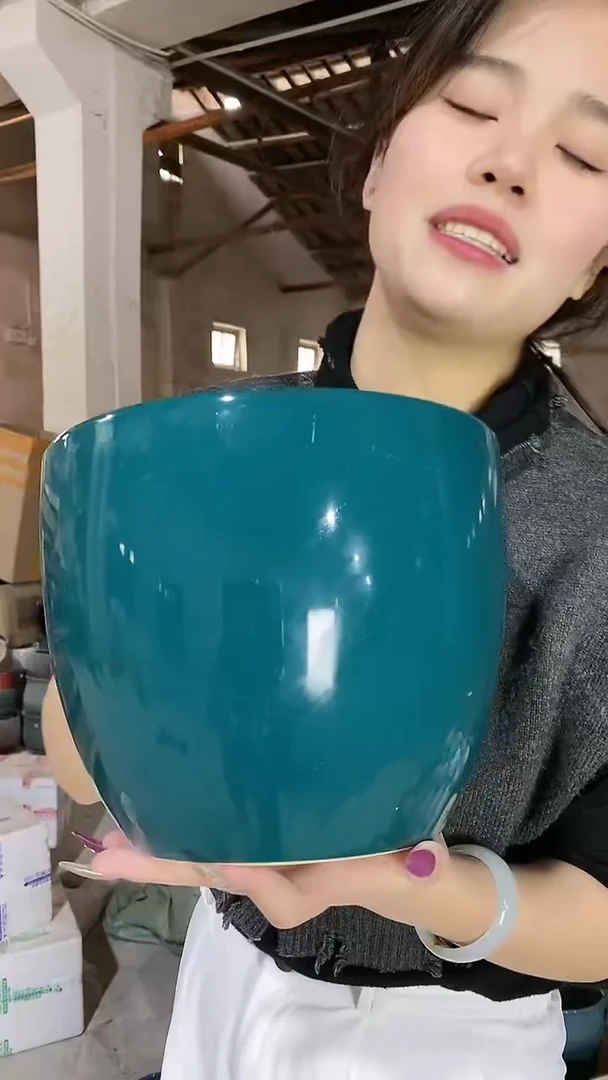 【闪购商品】陶瓷瑕疵 鹅蛋形纯绿大L