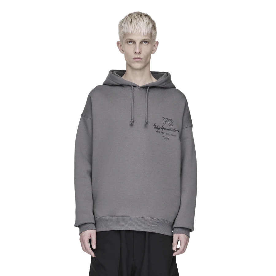 Y-3/Y-3（53-KB2605）灰色时尚涂鸦签名款连帽运动卫衣