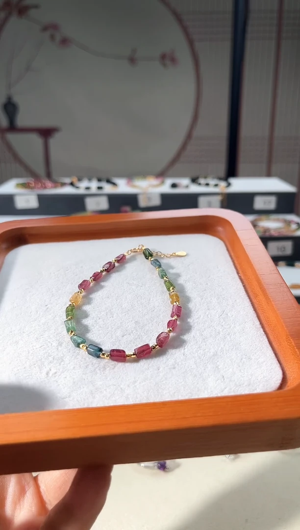 手链银S925镶嵌碧玺89