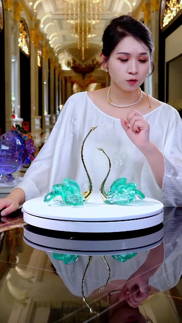 琉璃摆件YB00697天鹅摆件一组