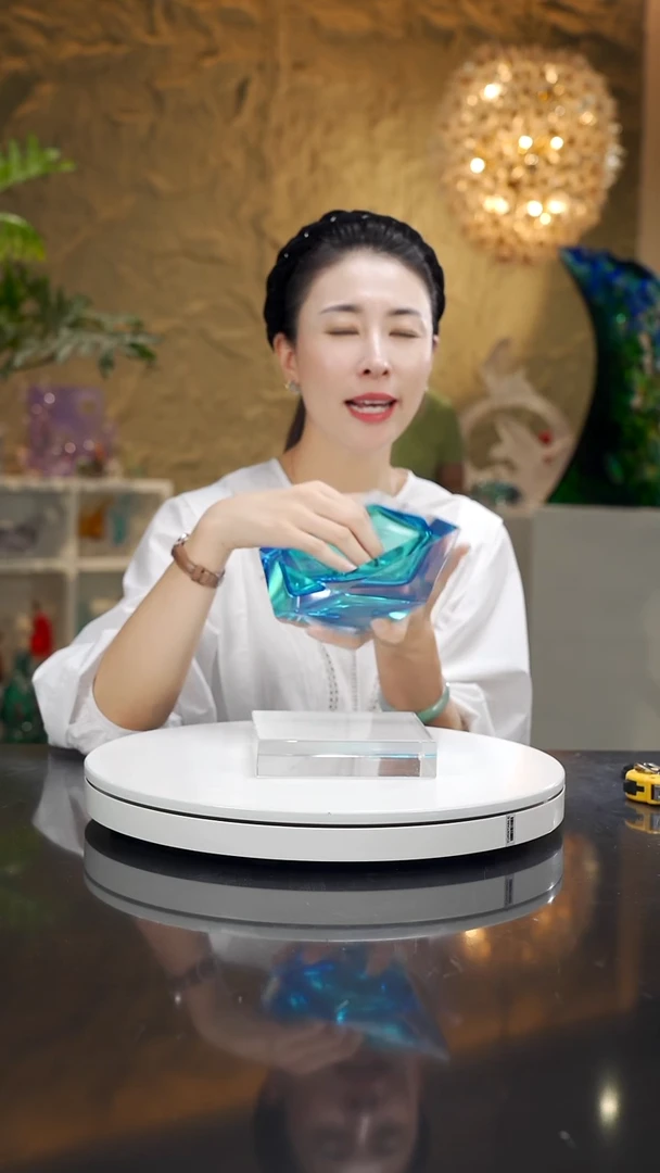手工艺品琉璃宝石蓝不规则果碗
