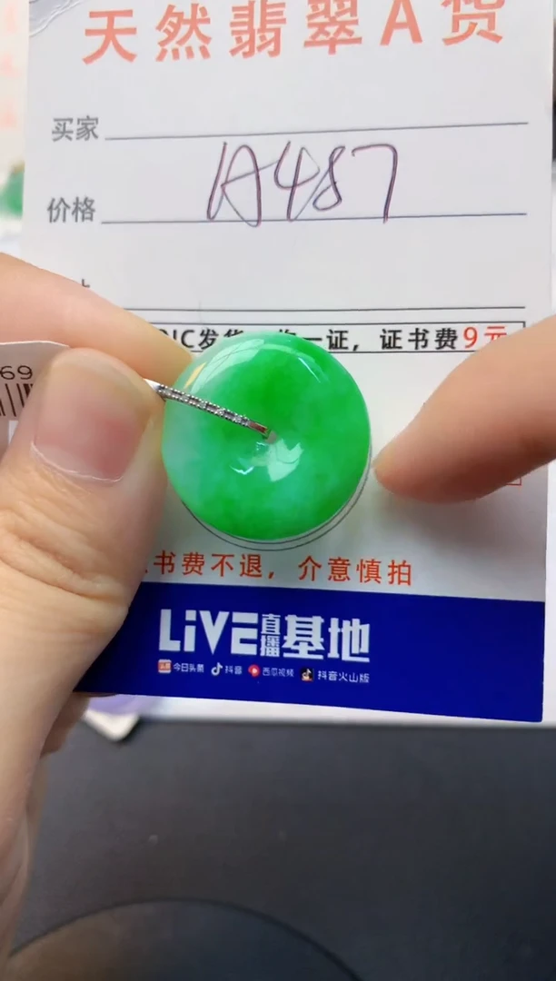 颈饰18K金镶嵌翡翠天然缅甸A货翡翠百元以上9元证书费自理
