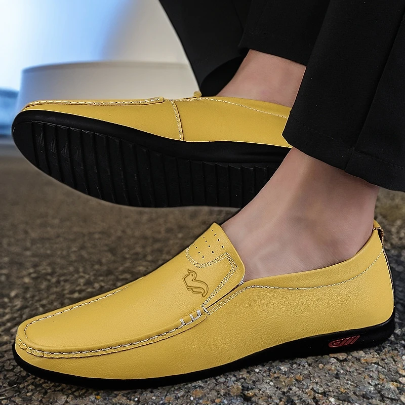 【富贵鸟正品】皮鞋男新款软底透气百搭豆豆鞋时尚青春潮流青年潮鞋