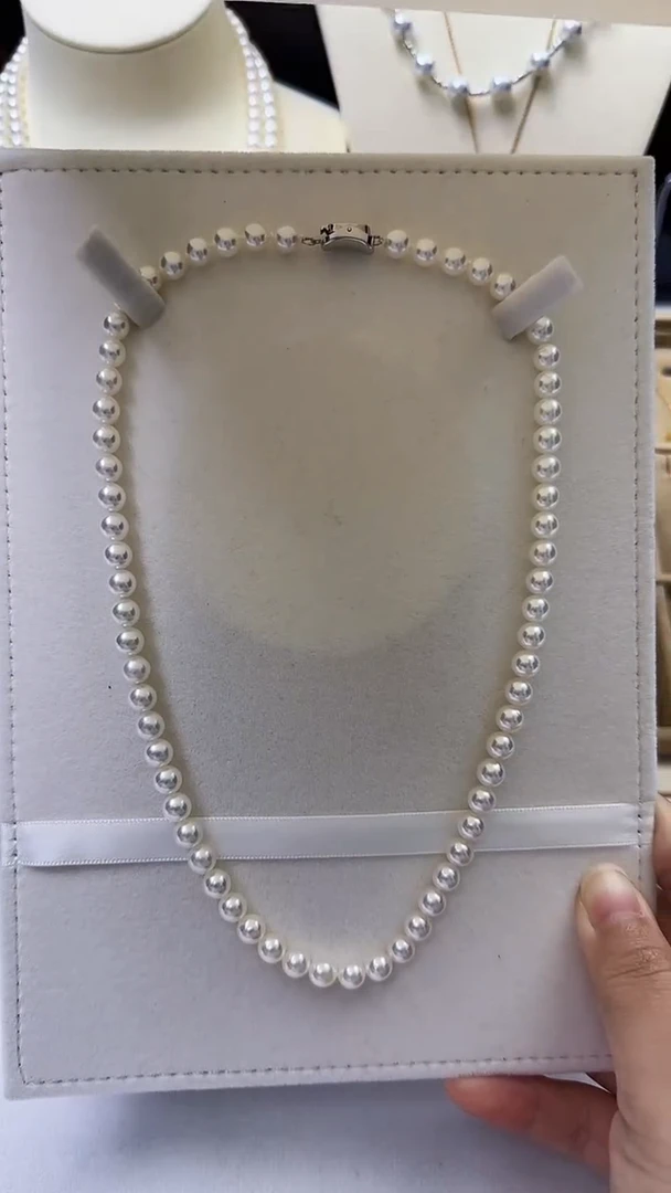 项链银S925镶嵌海水珍珠6-6.5mm