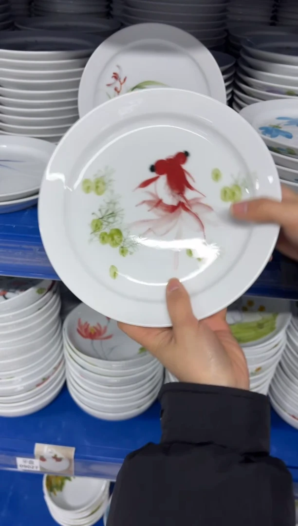 景德镇高温陶瓷食品级手绘釉中彩-平安盘