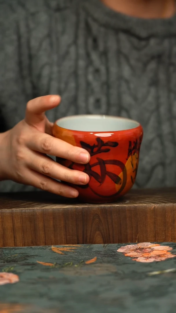 杯釉下彩手工手绘同款陶器