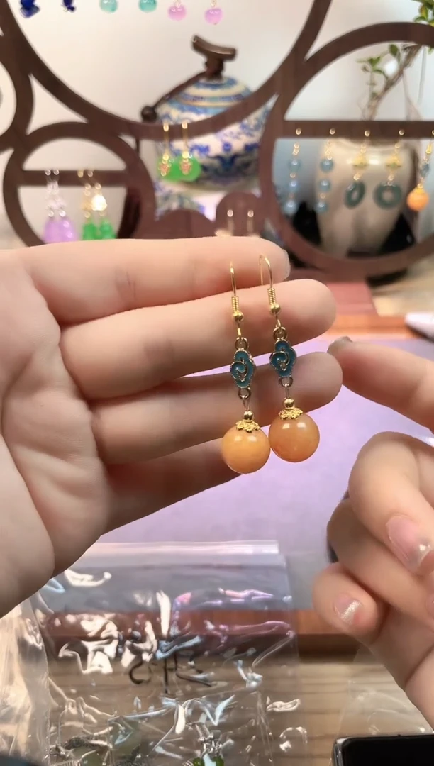 银S925镶嵌翡翠耳饰183900