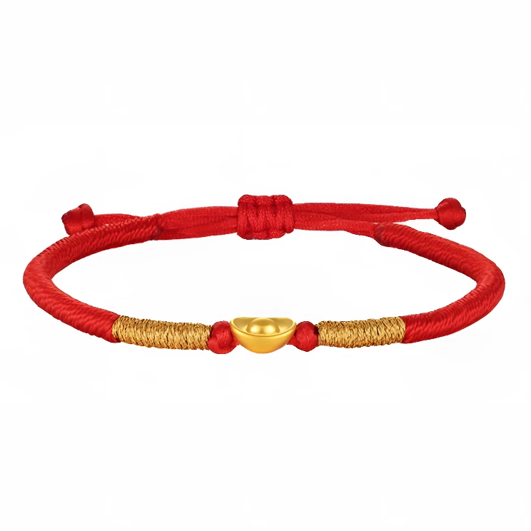 足金金元宝转运珠送编织手绳年货狂欢节送女友素款轻奢百搭