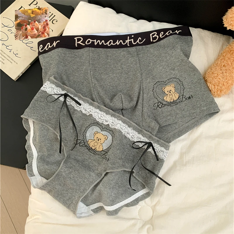 【情侣内裤原创款】线条小熊*情侣内裤一男一女卡通可爱印花25新款