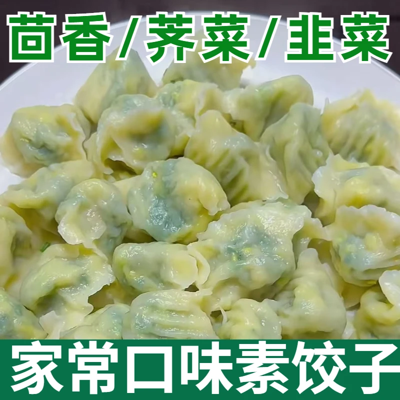 素馅水饺茴香馅素饺子早餐速食韭菜鸡蛋馅速冻饺子蒸煎饺商用整箱