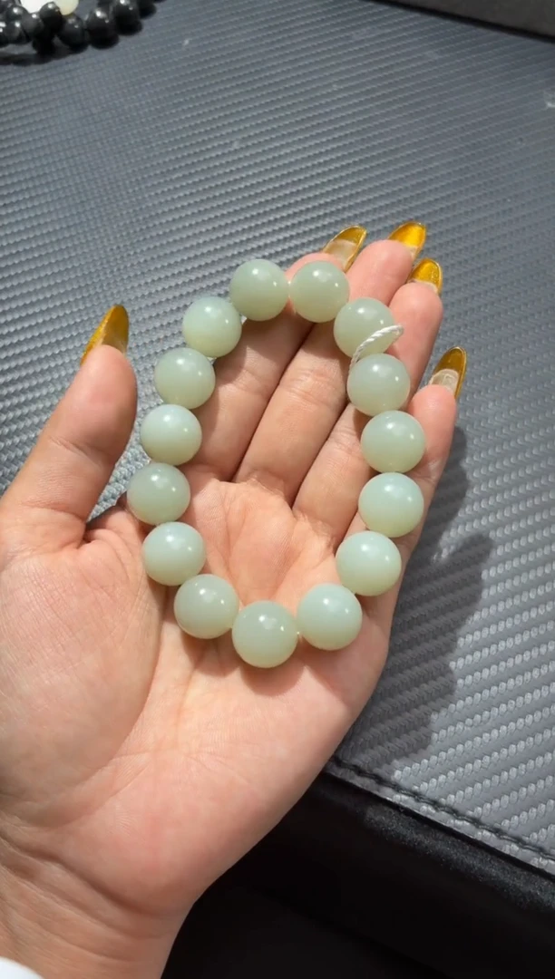 未镶嵌手链和田玉且末近矿老坑料手串卡14微色差