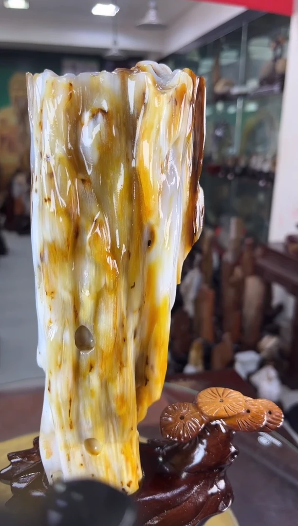 缅甸天然树化玉摆件