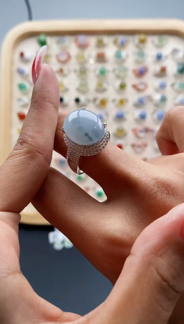 【闪购商品】翡翠戒指未镶嵌缅甸天然A货翡翠555 9+5