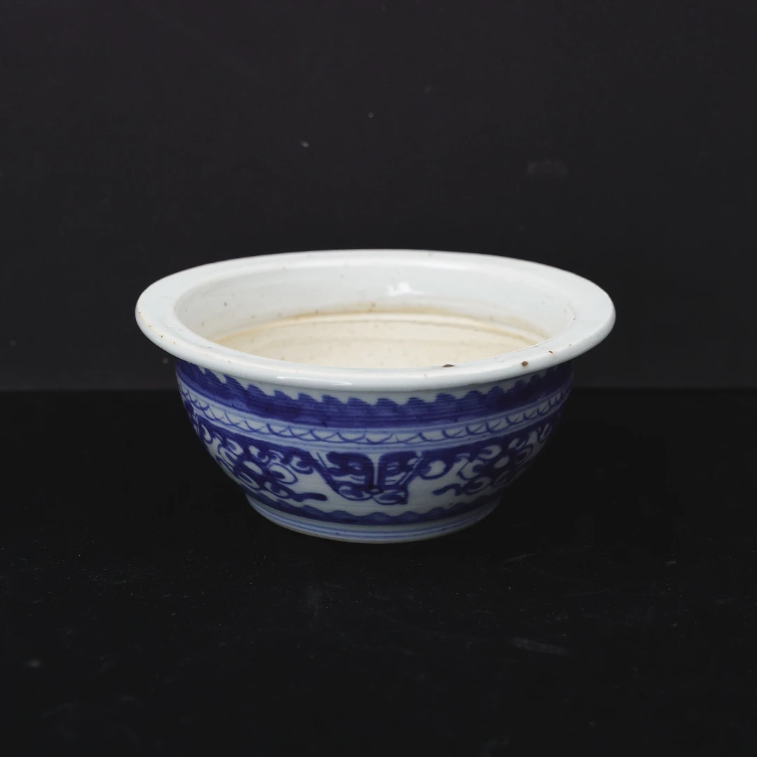 乙1729 清中期青花夔龙纹香炉 全品 鉴定古代真品